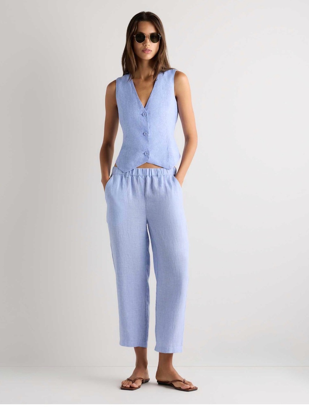 Quince Light Blue 2 piece Linen Set